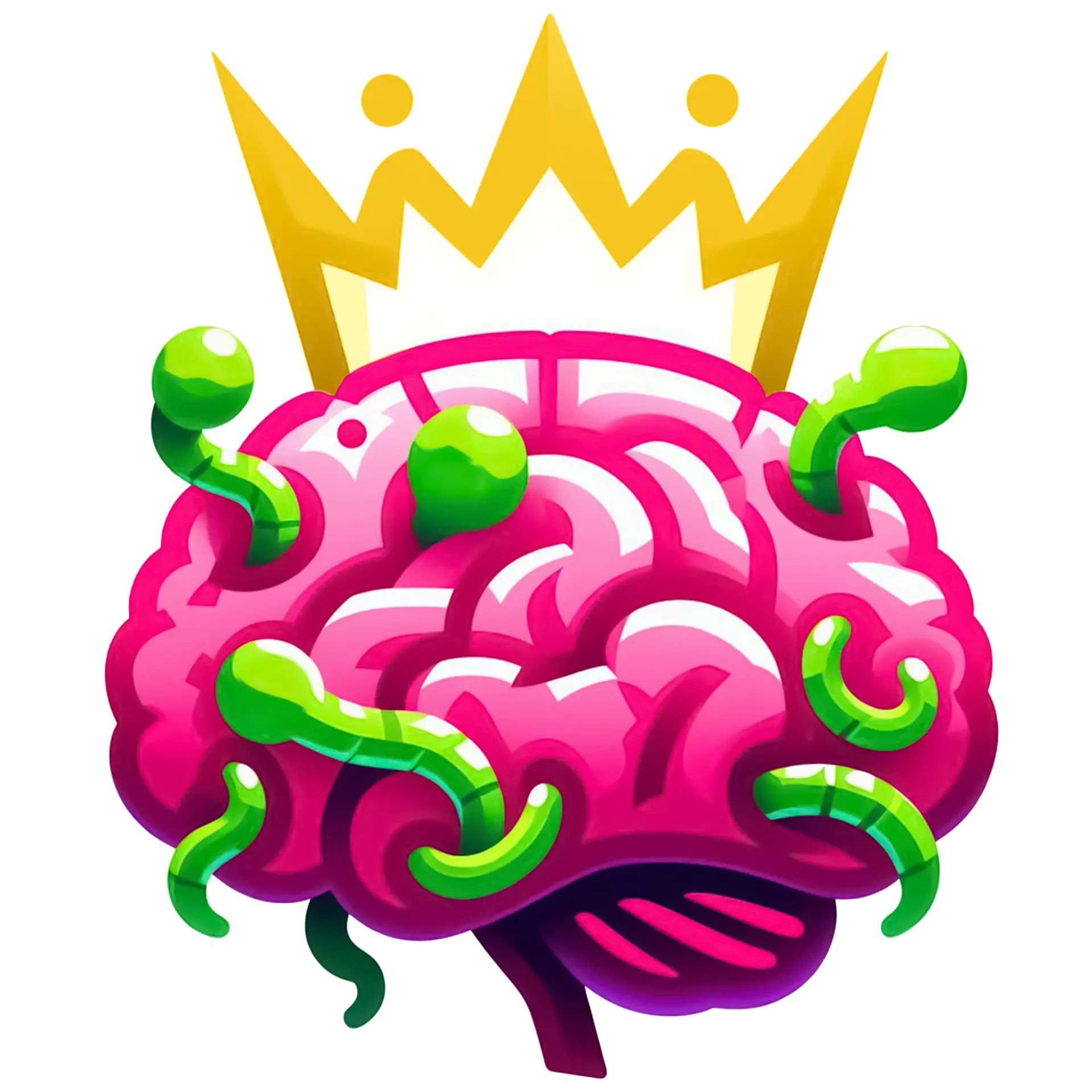 Brainrot logo — a crowned brain with glowing worms